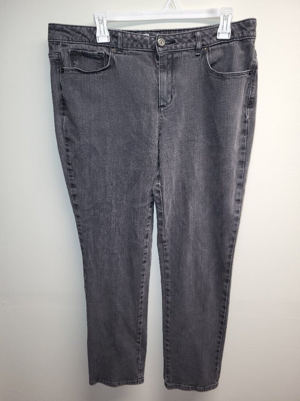 Liz Claiborne Gray Stretch Jeans Size 12 Straight Leg Denim